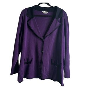 Misook cardigan knit jacket size 3X purple and black office professional mature